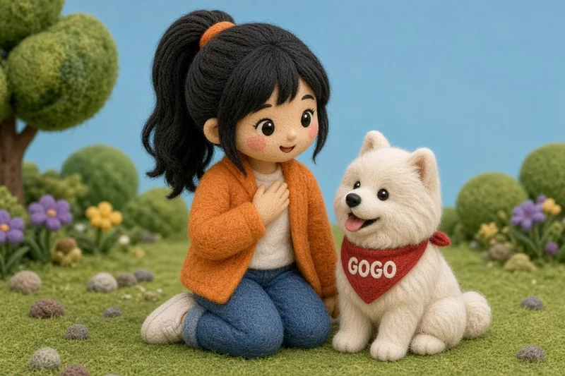 My name is. Wool felt picture of Ms. Manda and GoGo.