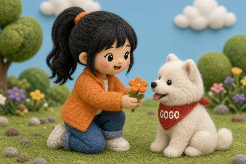 Thank you. Wool felt picture of Ms. Manda and GoGo.